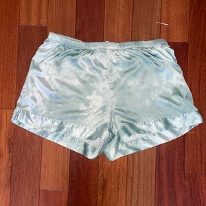 Stars above light green tie dye silk pajama shorts for women